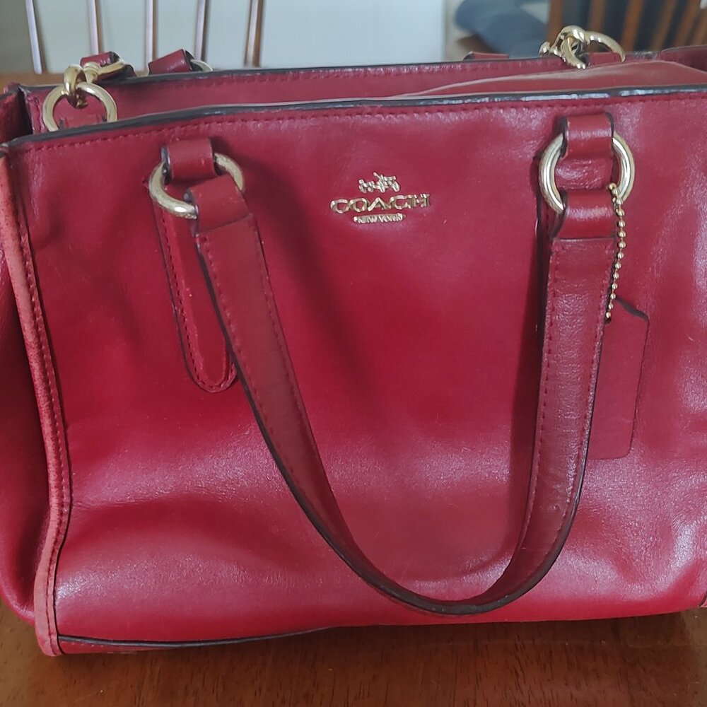 Coach Mini Crosby Red Leather Bag with Crossbody Strap